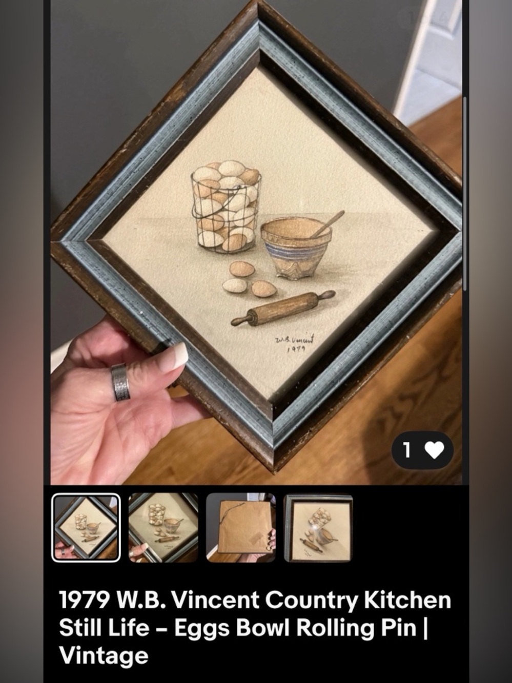 Framed Country Kitchen Still Life - Eggs, Bowl & Rolling Pin